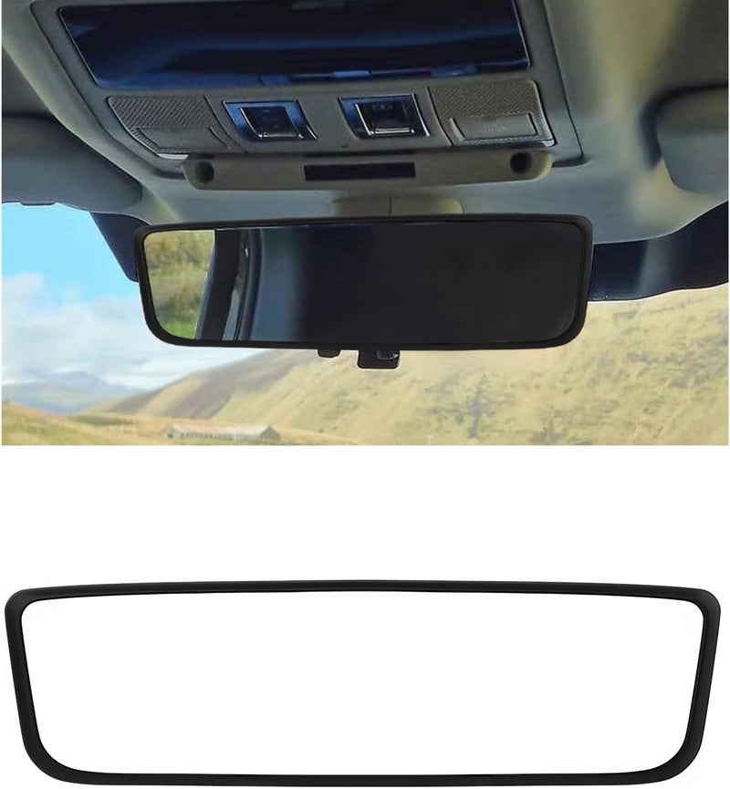 Wevdn Rear View Mirror Protector Frame, Silicone Car RearView Mirror Cover Compatible with Model 3 and Y, Auto Interior Decoration Gifts, Car Accessories (Black) - Image 1